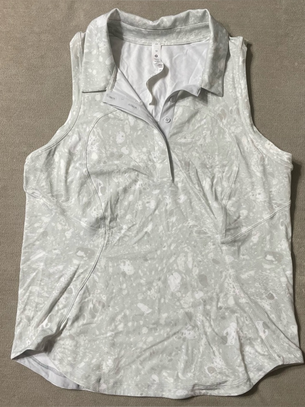 Lululemon Quick-Dry Sleeveless Polo Shirt in Terrazzo Marble Silver Ice Multi 10
